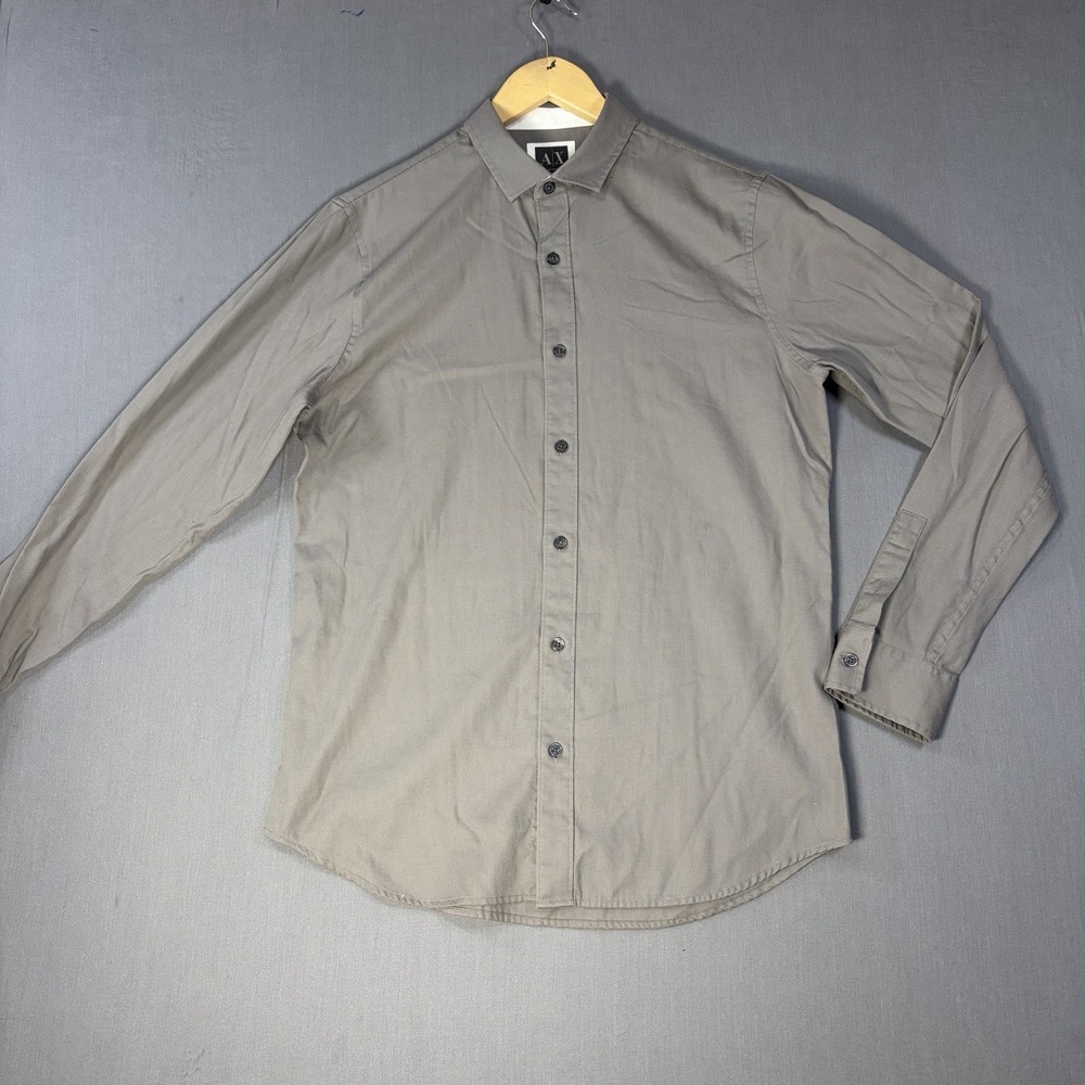 Armani Exchange Shirt Mens Medium Gray Long Sleeve Button-Up